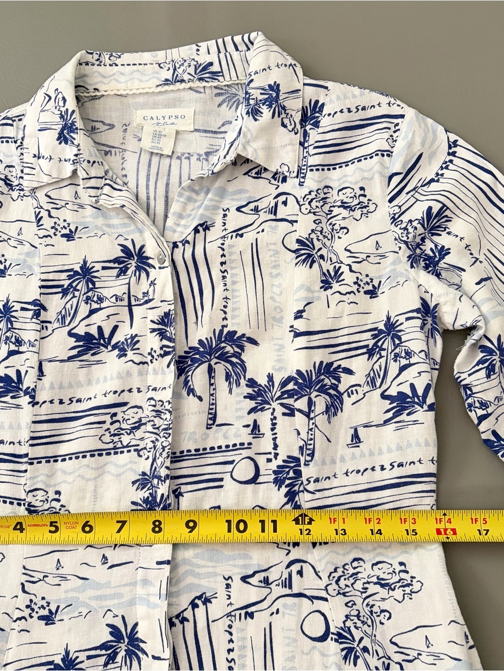 Calypso St. Barth Saint Tropez Linen Coastal Resort Midi Button Down Dress XS - Picture 16 of 16